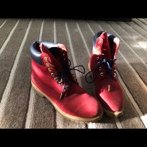 Red Timberland Boots **WORN 3 TIMES**